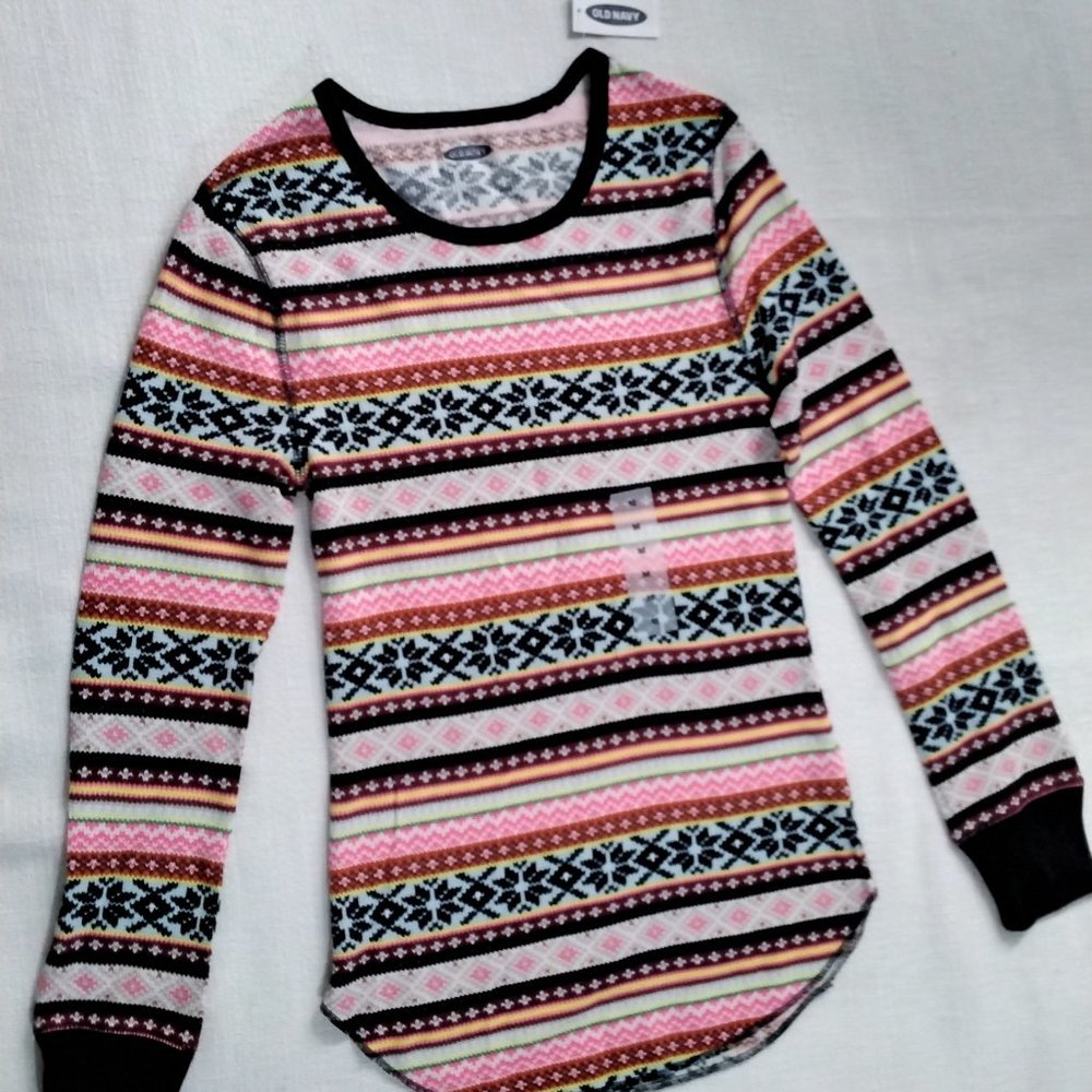 Old Navy Active Long Sleeve Striped Shirt Size M Medium Casual Boyfriend 007 - Picture 4 of 15